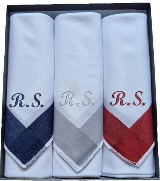 Taschentuch Set 3 bestickt mit Initialen