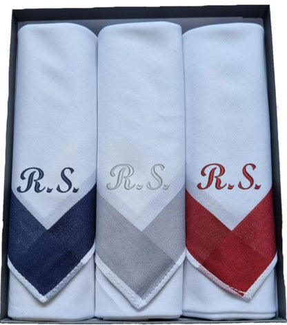 Taschentuch Set 3 bestickt mit Initialen