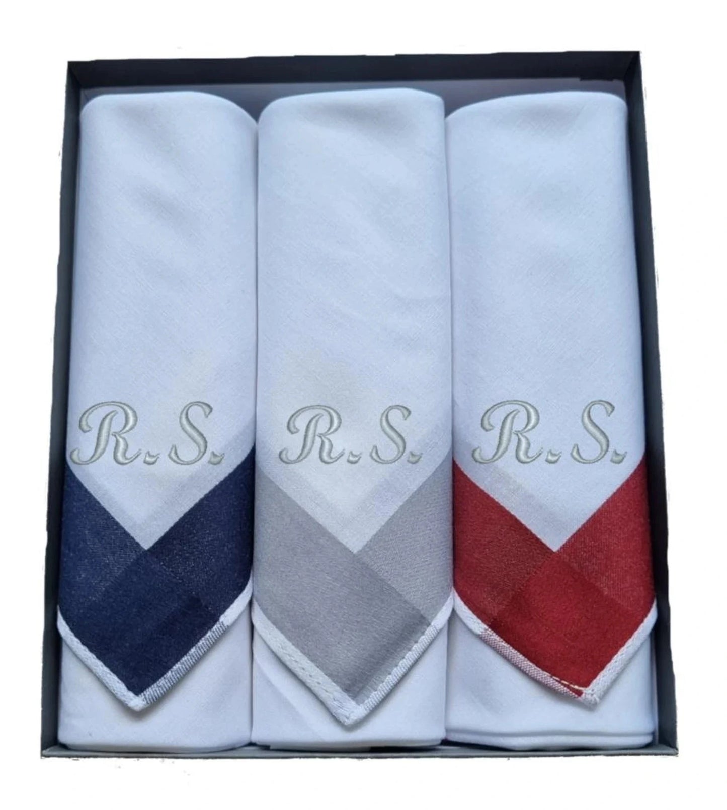 Taschentuch Set 3 bestickt mit Initialen